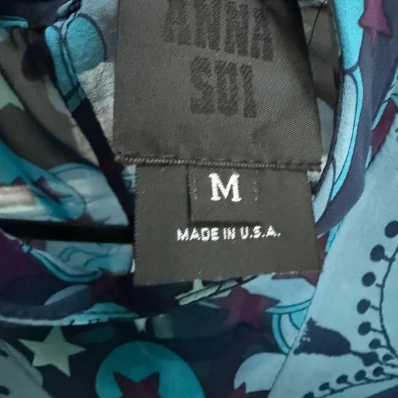 Anna Sui Silk Blue Patterned Women's Top, NWT, M - Picture 2 of 5